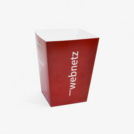 1L rote Popcorn-Becher mit 'webnetz' Logo