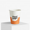 180 ml weißer und oranger Express Pappbecher mit Ihrem Logo