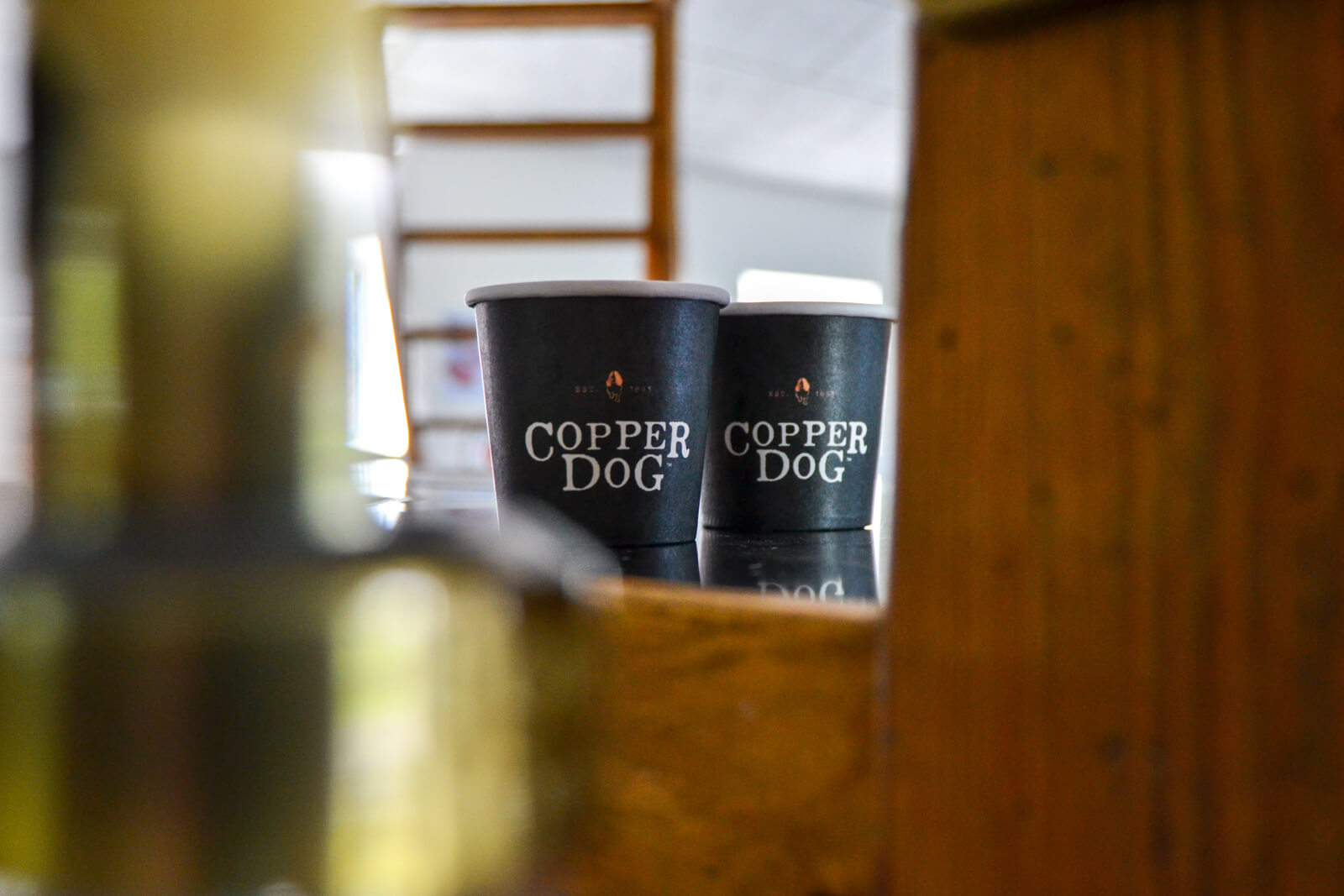 Espresso paper cups with Copper Dog print