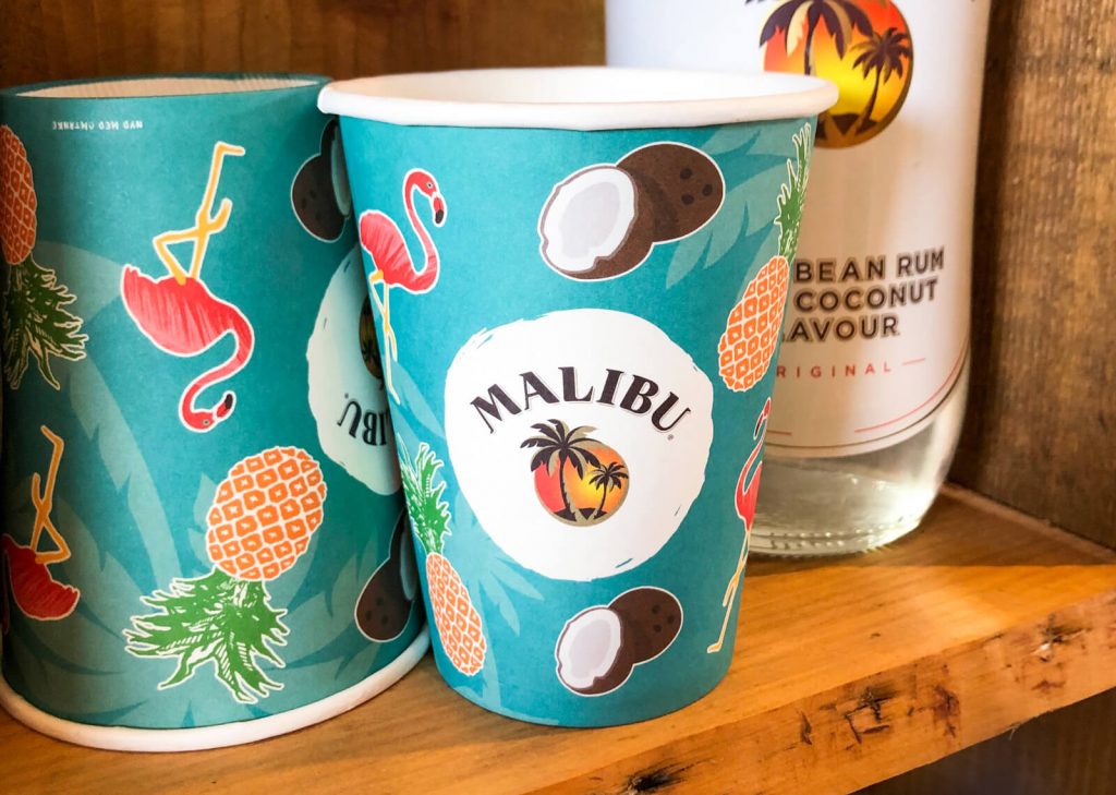 Malibu paper cup with logo